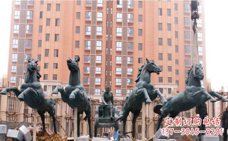 宁德精美青铜马拉车广场雕塑