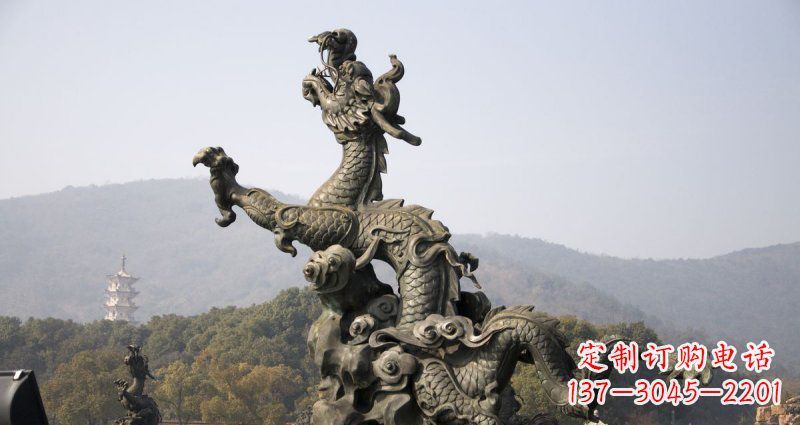 宁德中领雕塑|传统青铜神龙出水铜雕