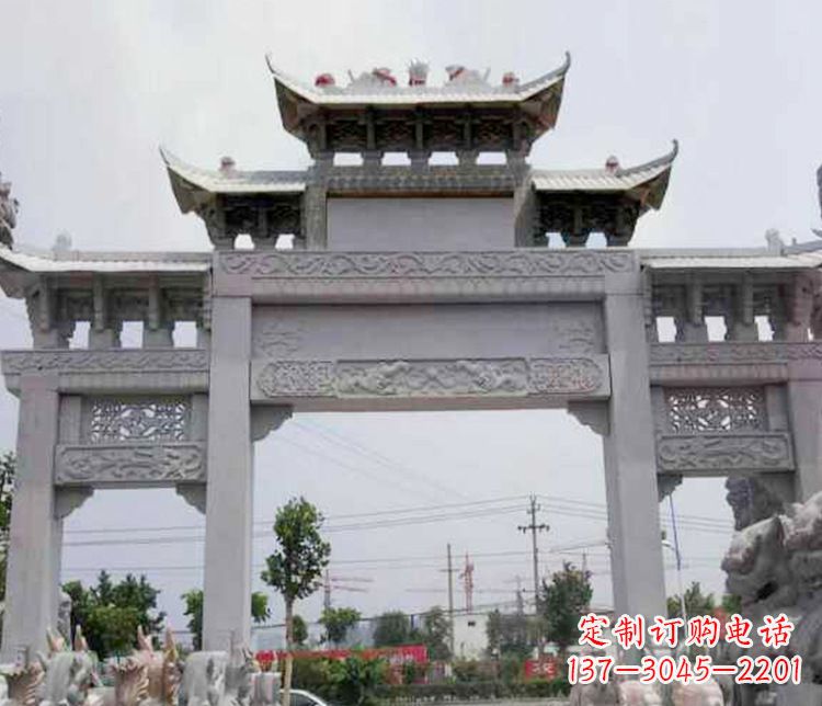 宁德中领雕塑-三门牌坊大理石石雕