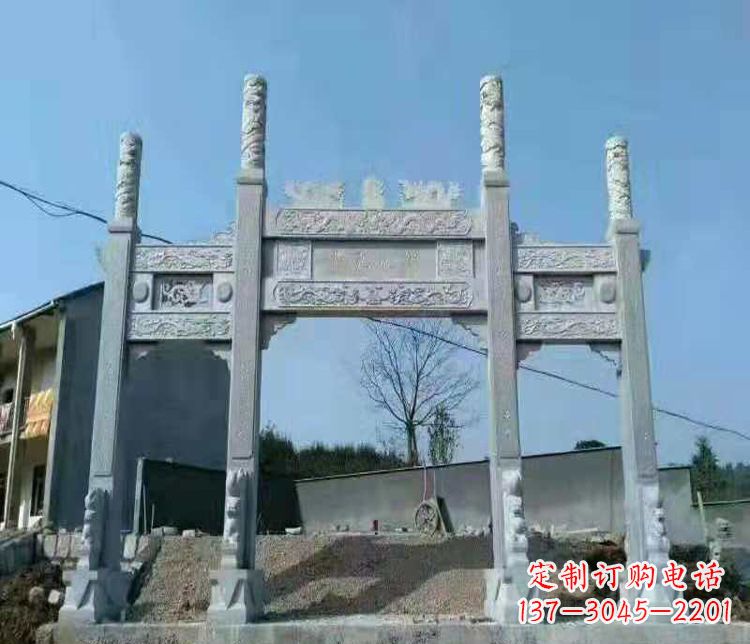宁德三门仿古牌坊石雕,精致雕刻典雅之美