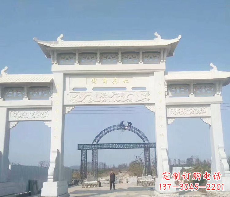 宁德石牌坊三门牌坊石雕 (4)