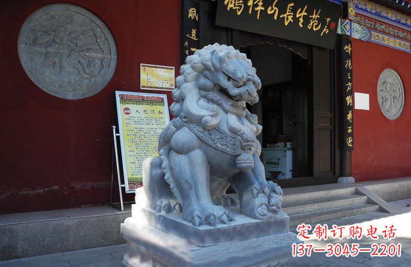 宁德石狮子寺庙门口石雕