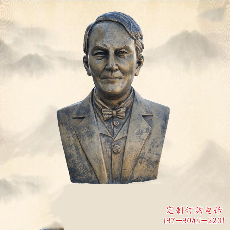 宁德世界名人爱迪生纯铜头像雕塑-学校校园名人系列雕塑