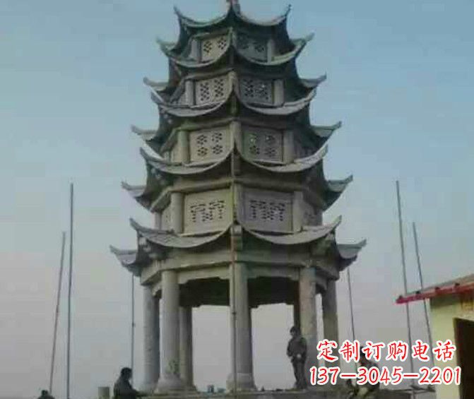 宁德双层大理石凉亭石雕 (2)