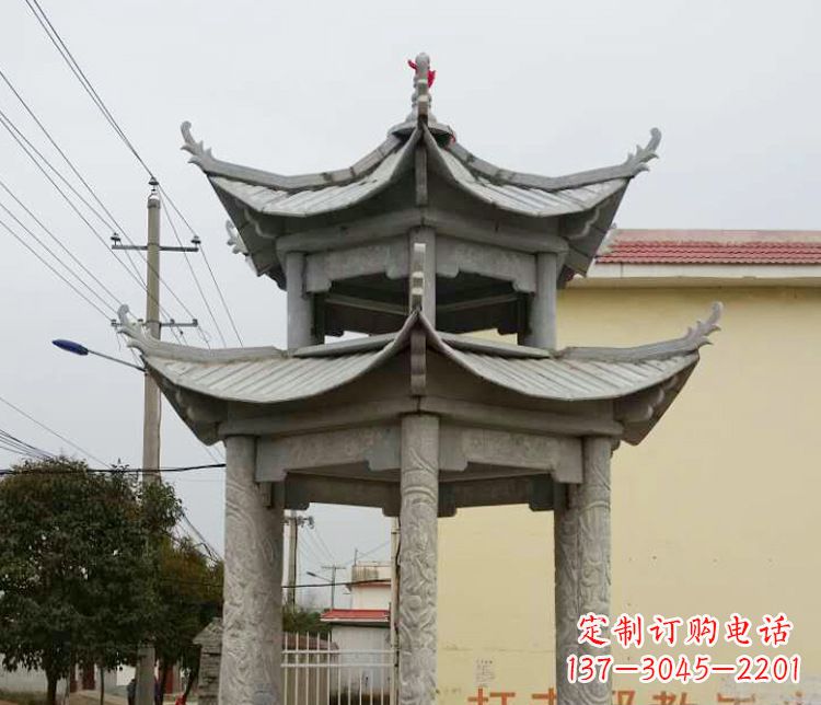 宁德双层仿古凉亭石雕 (2)