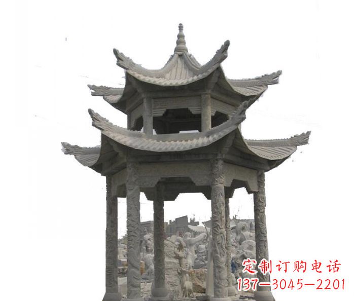 宁德双层仿古石雕凉亭 (2)