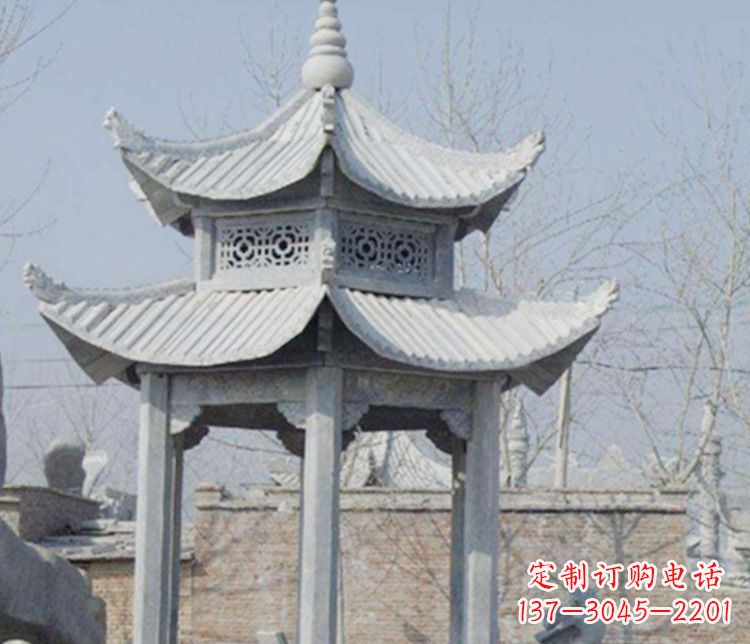 宁德双层仿古六角凉亭石雕