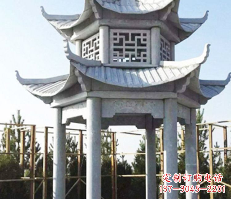 宁德双层仿古石凉亭石雕_2