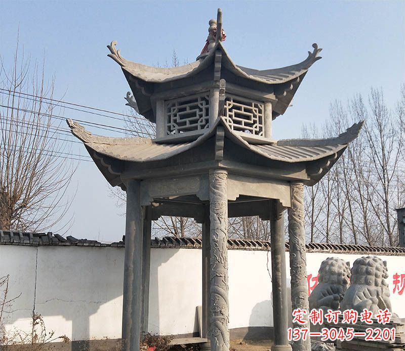 宁德双层户外凉亭石雕 (2)