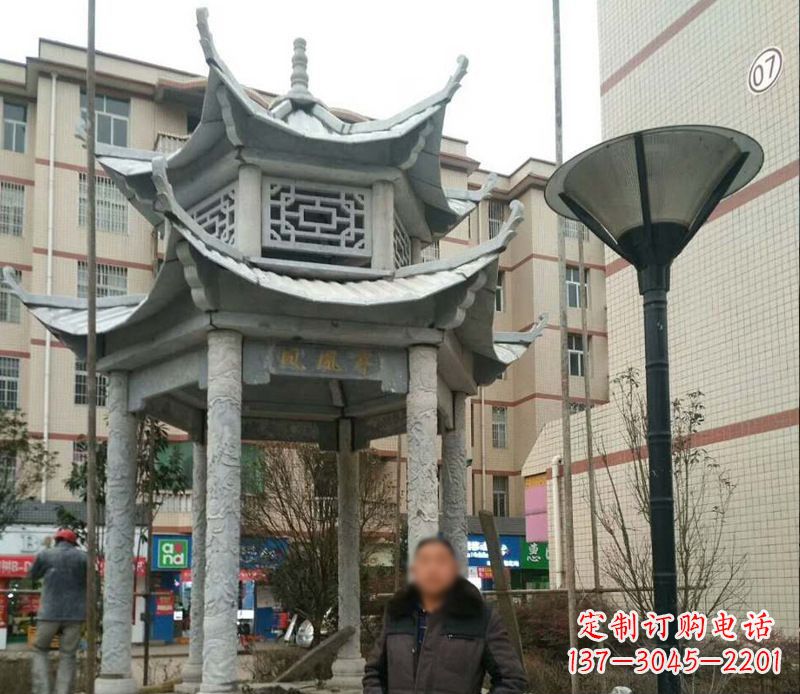 宁德双层六角凉亭石雕
