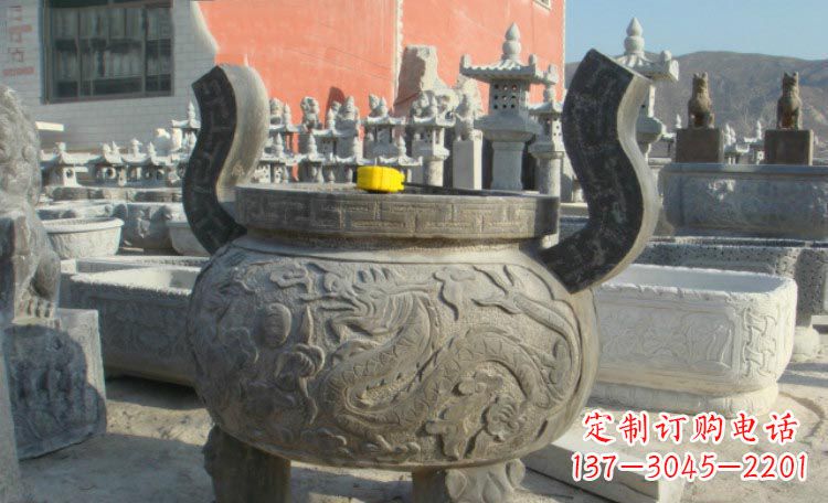 宁德双龙戏珠浮雕香炉铜雕
