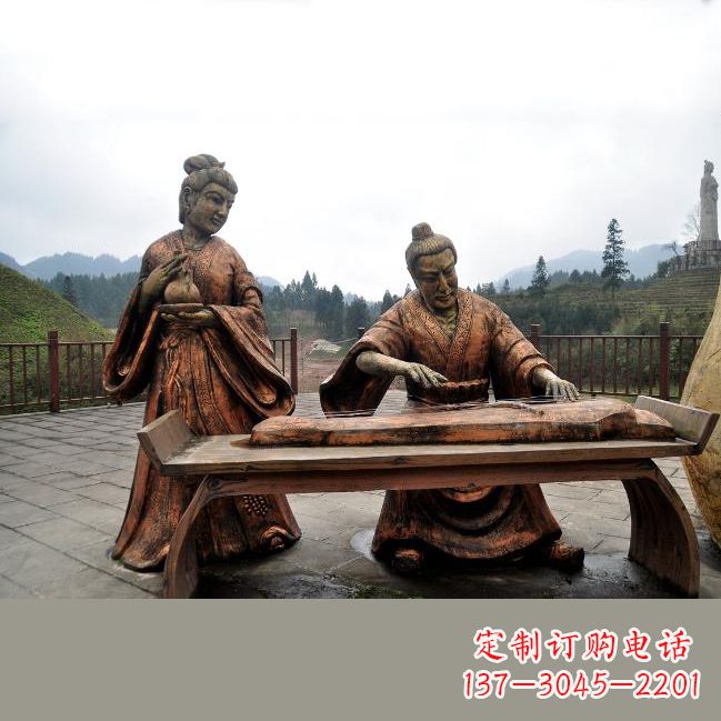 宁德司马相如与卓文君铜雕塑像-城市广场历史名人情景雕塑