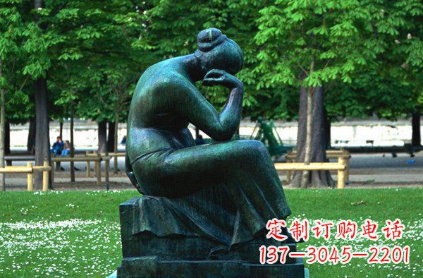 宁德思考的女人青铜人物铜雕