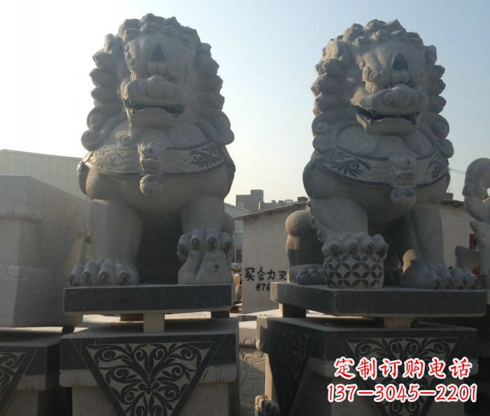 宁德寺庙景观仿古石狮子 (2)