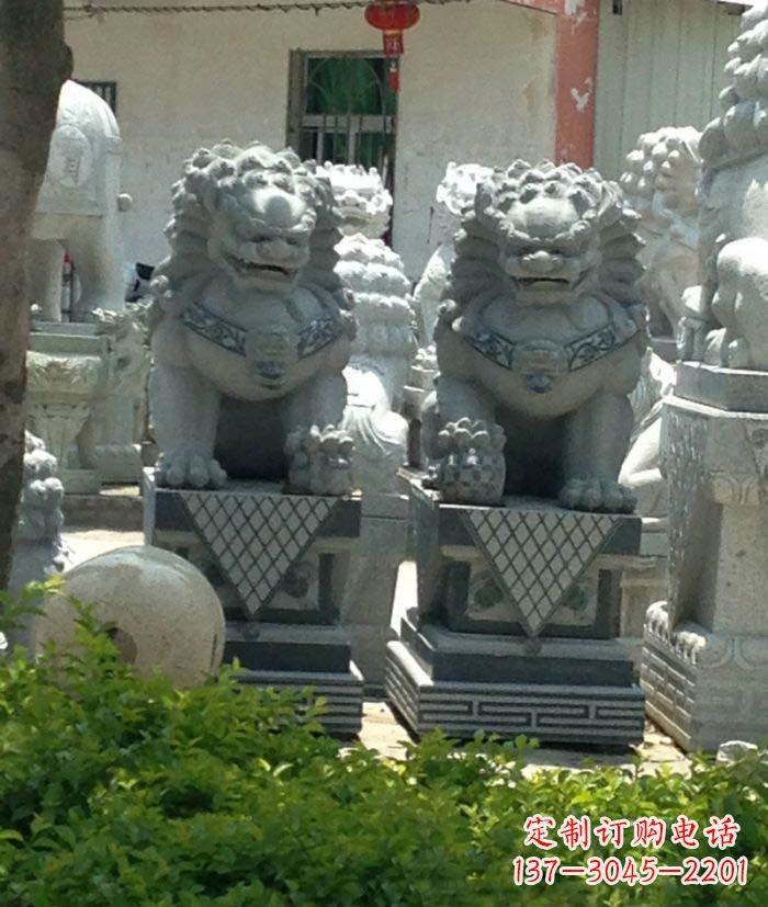 宁德寺庙景观仿古石狮子