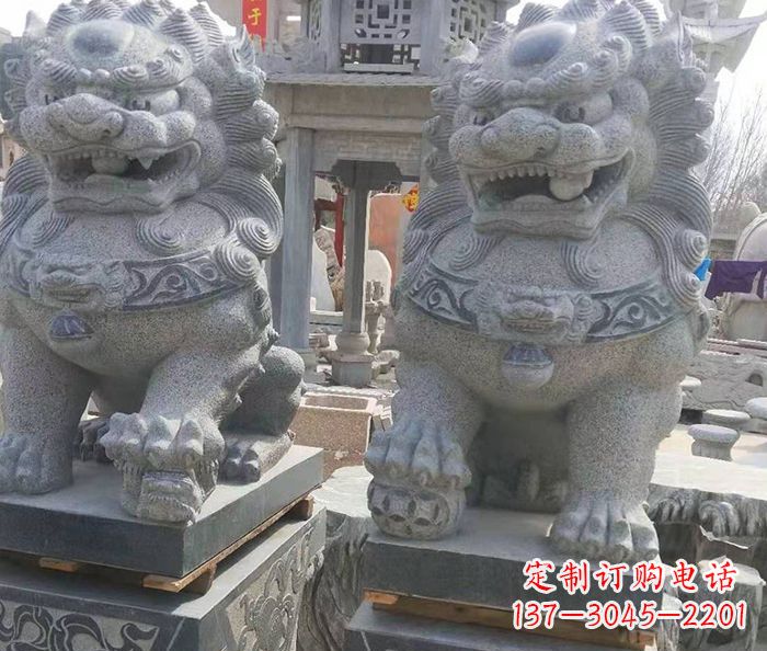 宁德寺庙景观仿古石狮子 (3)