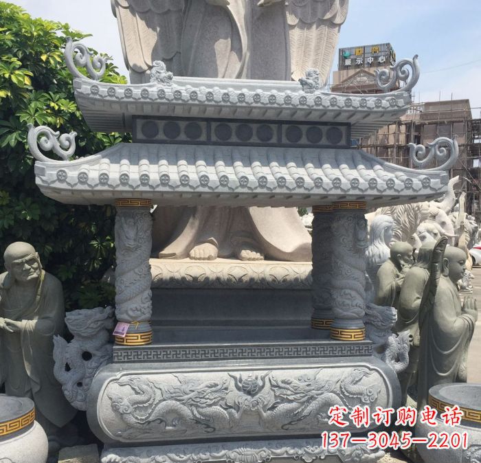 宁德寺庙景观仿古香炉石雕 (2)
