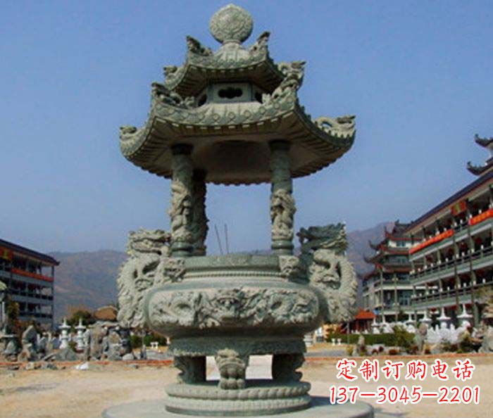宁德寺庙景观仿古石香炉