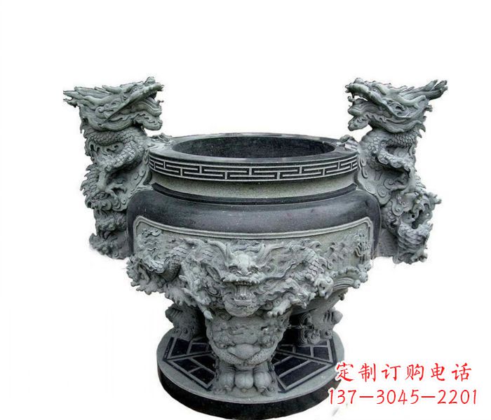 宁德寺庙景观龙头水缸石雕 (2)