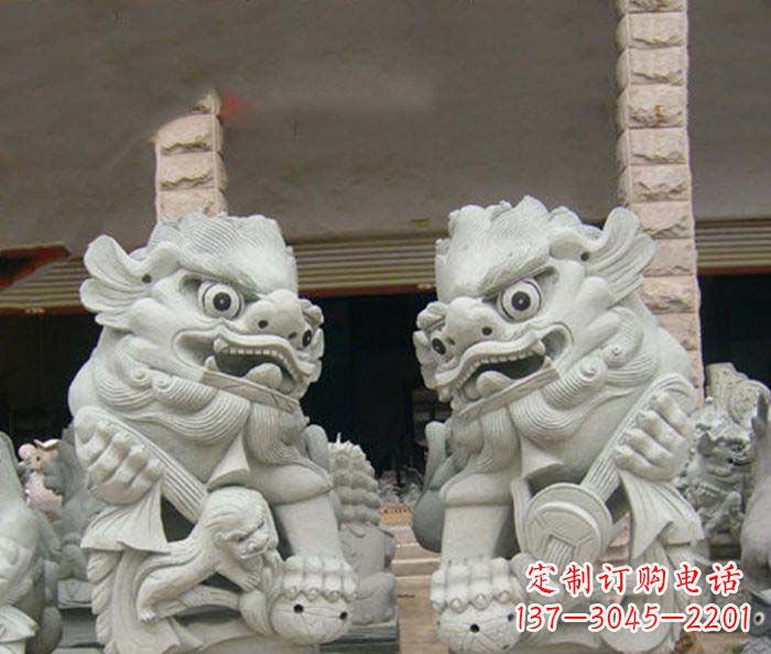 宁德寺庙景观南方狮子石雕 (2)
