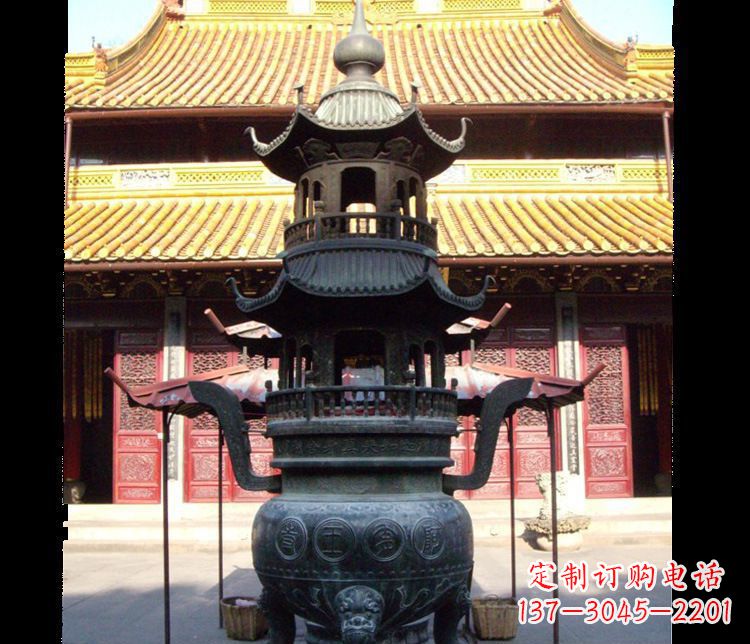 宁德寺庙景观香炉铜雕