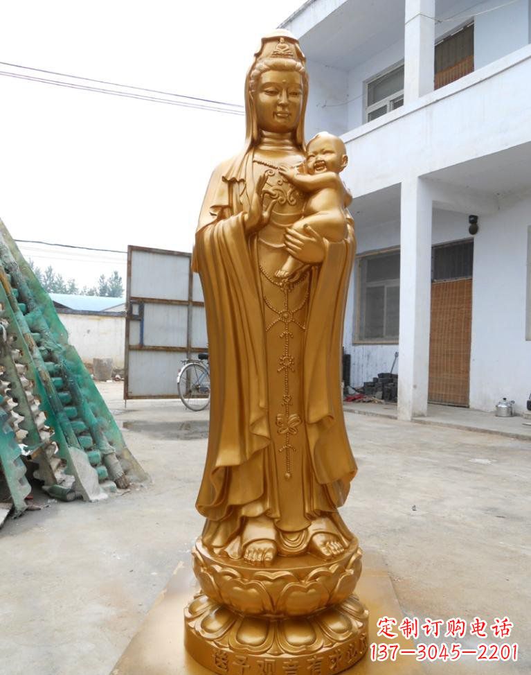 宁德寺庙立式送子观音铜雕