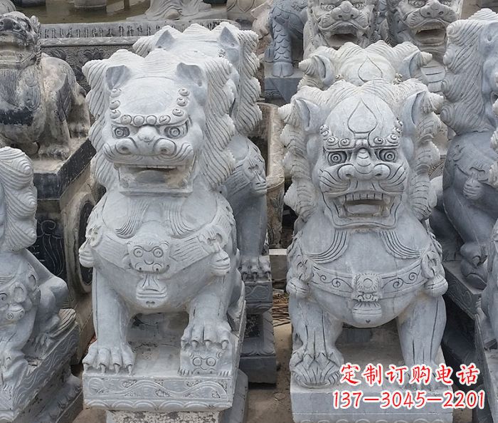 宁德寺庙青石狮子石雕
