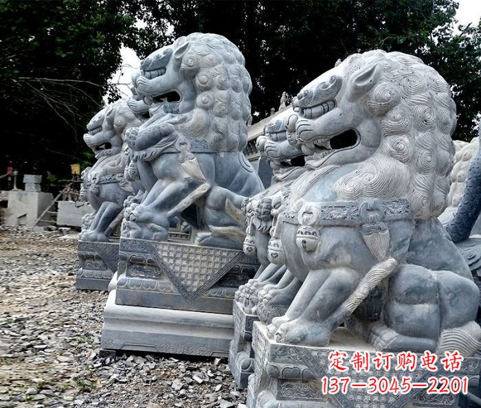 宁德寺庙青石狮子石雕 (2)
