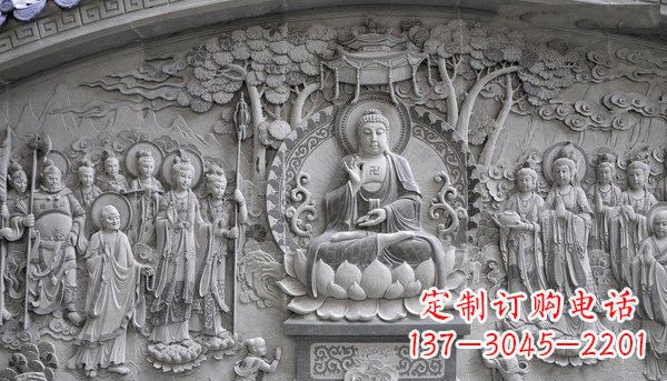 宁德寺庙墙壁石浮雕佛像