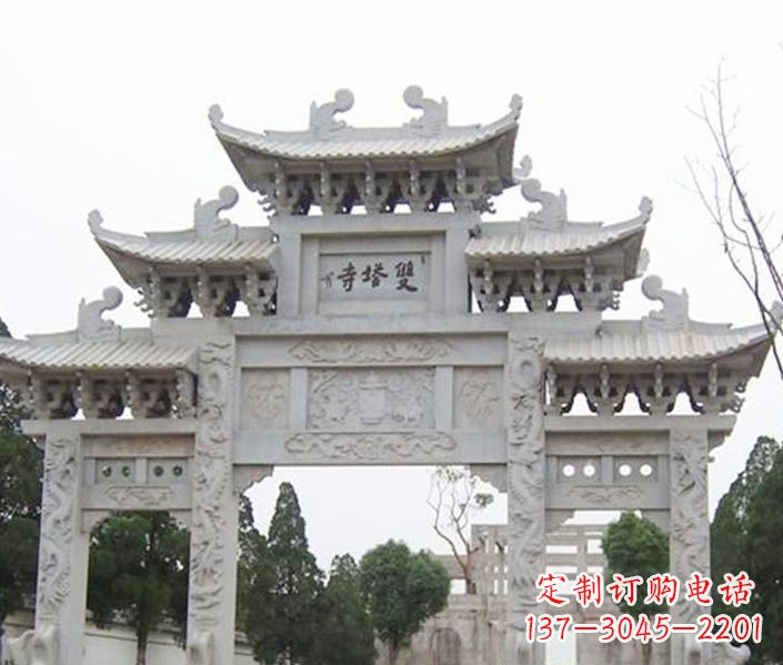 宁德寺庙三门牌坊石雕 (2)