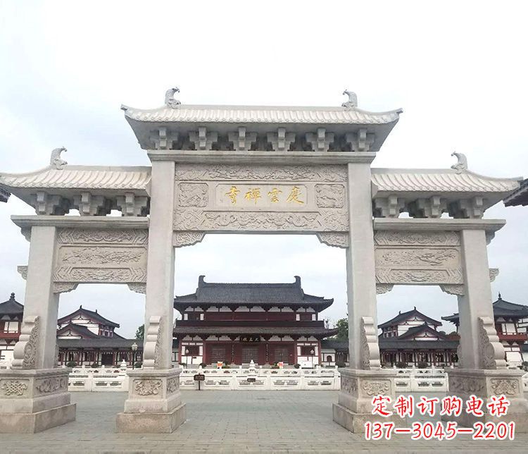 宁德寺庙三门牌坊石雕