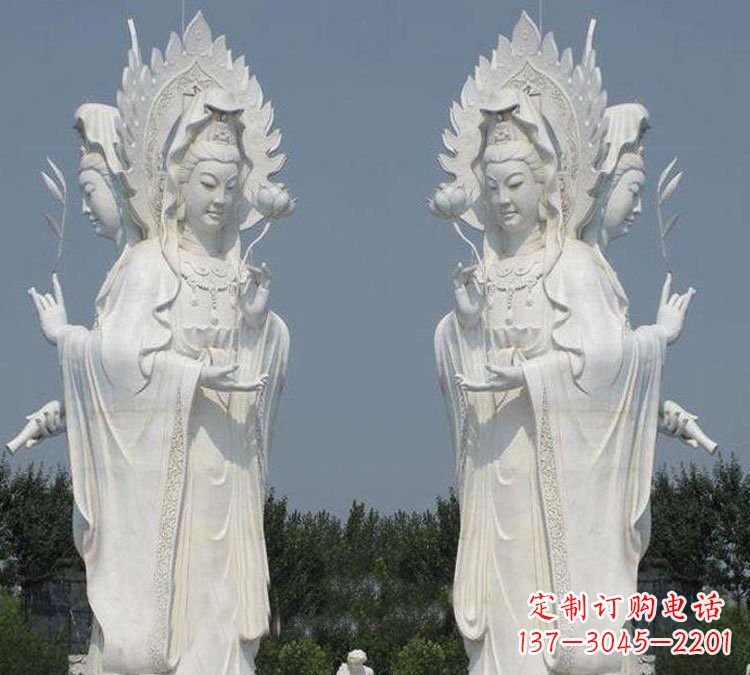 宁德寺庙三面观音菩萨雕塑