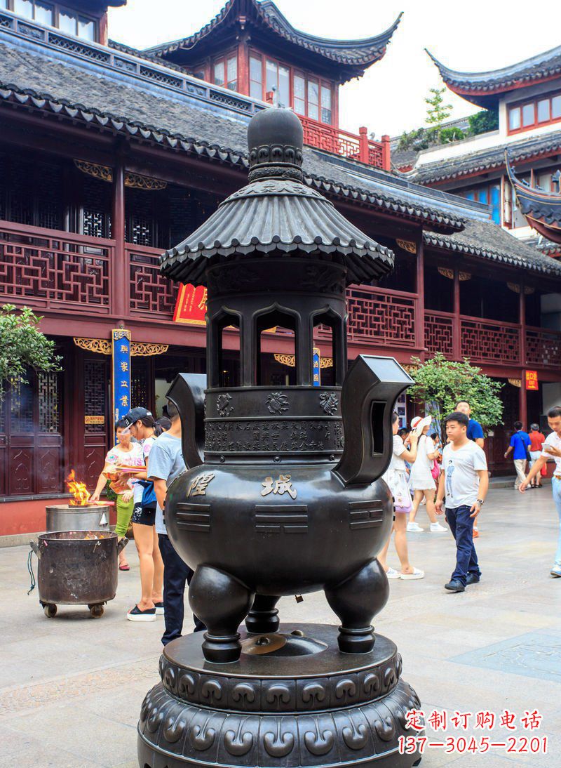 宁德寺庙铜香炉铜雕 (2)