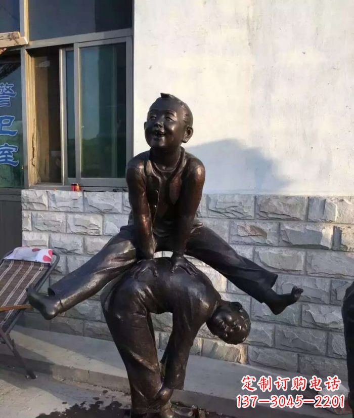 宁德跳马儿童铜雕 (2)