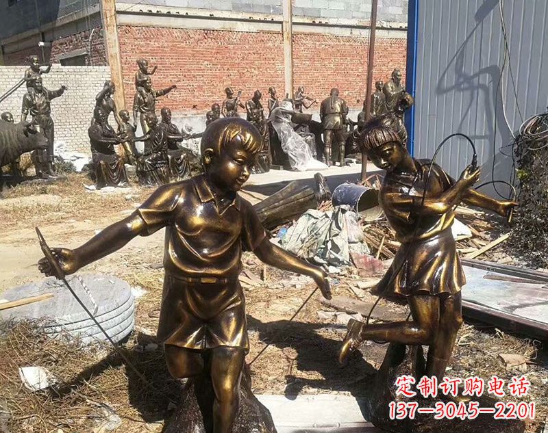 宁德跳绳的儿童铜雕
