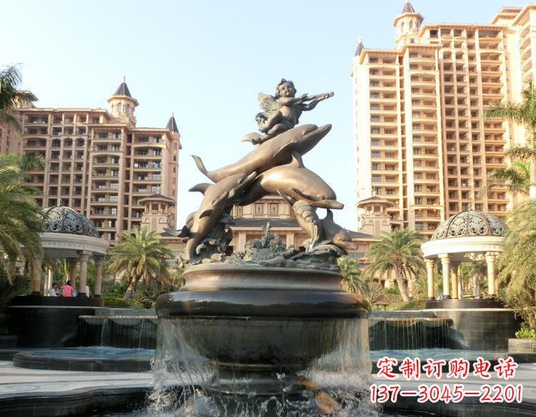 宁德跳跃的海豚和小天使喷泉铜雕