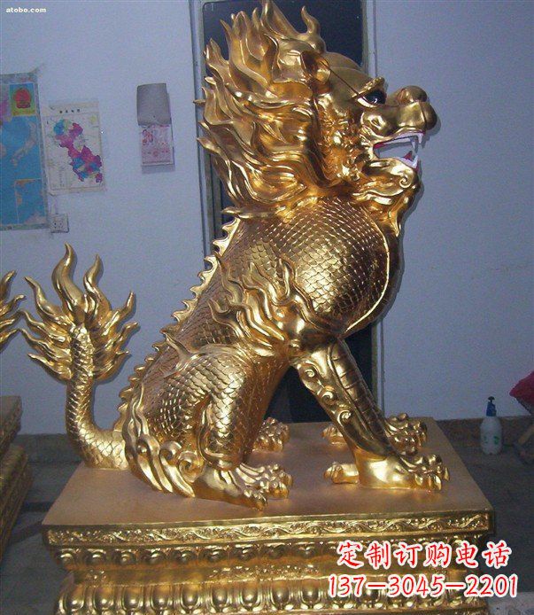 宁德贴金麒麟招财神兽铜雕