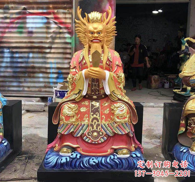 宁德铜雕彩绘坐式龙王
