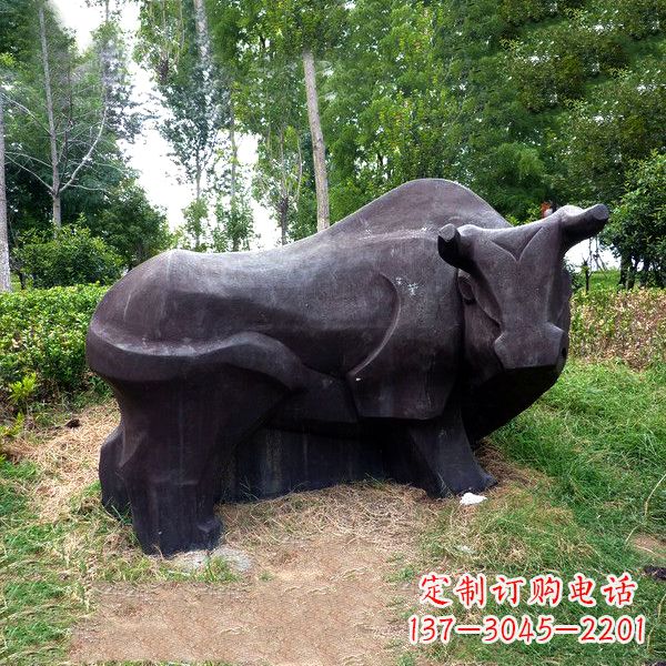 宁德铜雕抽象牛-公园草坪水牛雕塑
