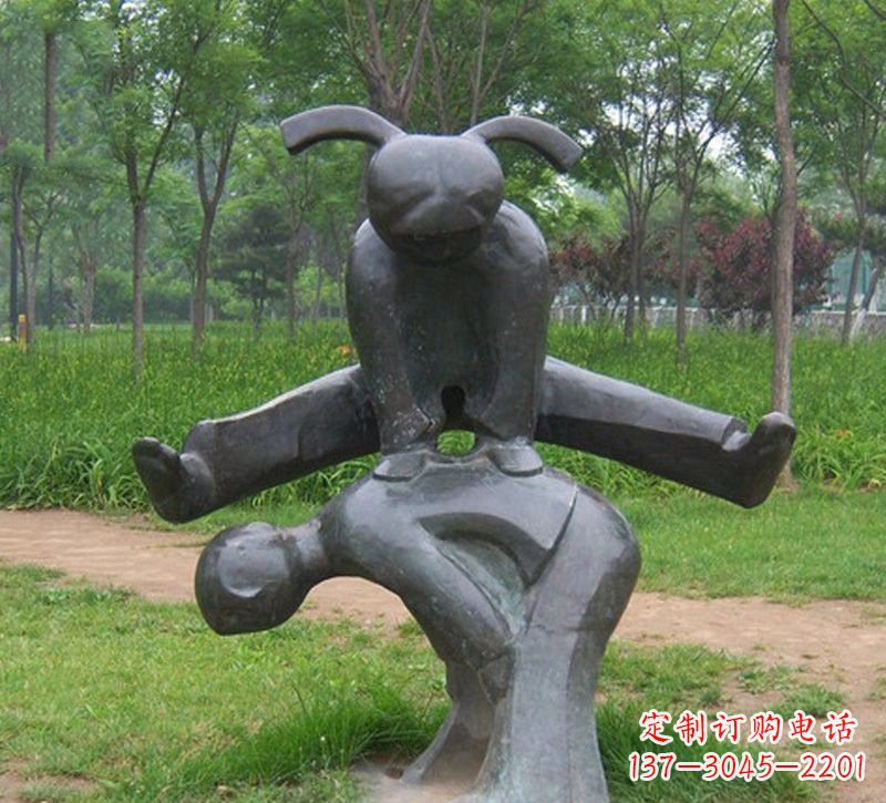 宁德铜雕抽象跳山羊儿童