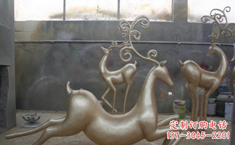 宁德铜雕抽象树枝梅花鹿雕塑