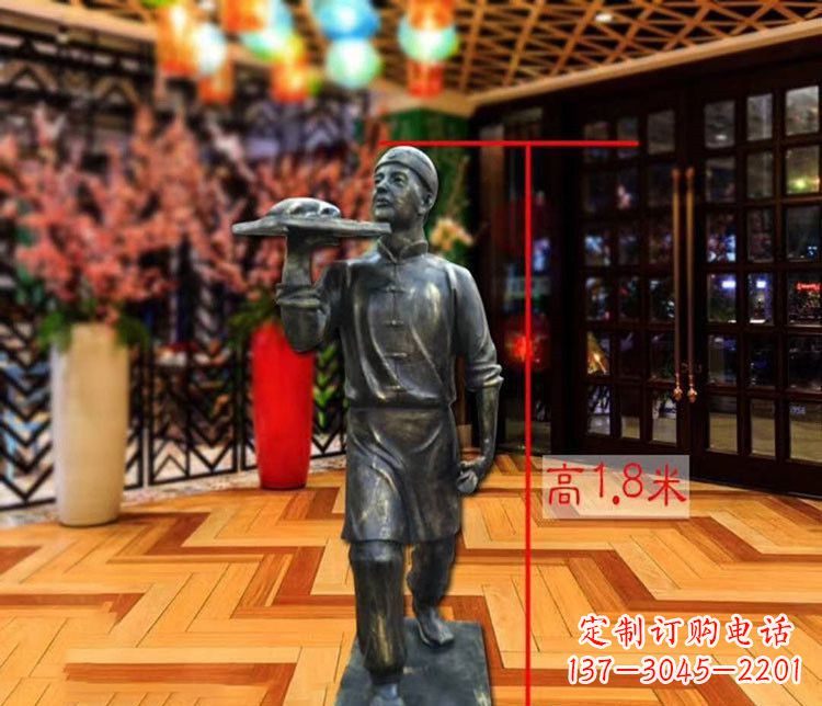 宁德铜雕店小二人物雕塑 (2)