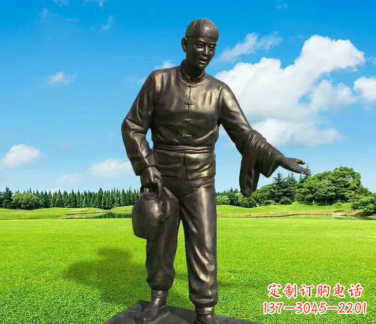 宁德铜雕店小二人物雕塑1