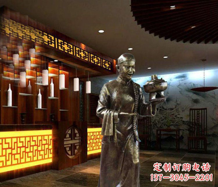 宁德铜雕店小二小品人物雕塑