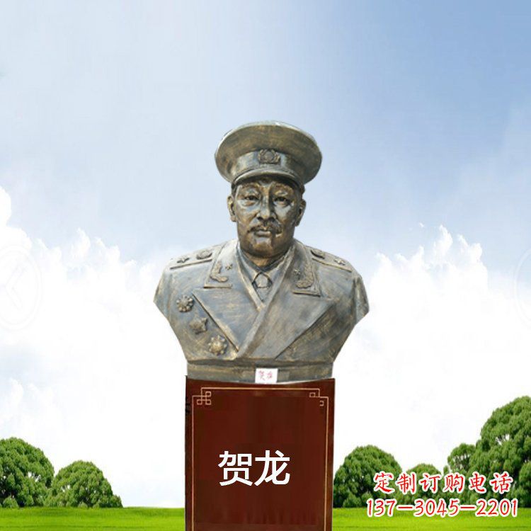 宁德铜雕贺龙头像