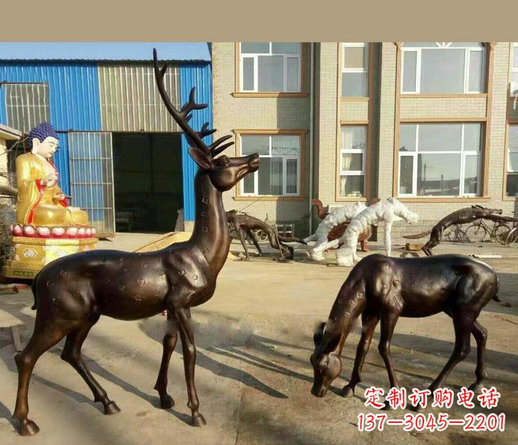 宁德铜雕户外公园动物雕塑鹿摆件 (2)