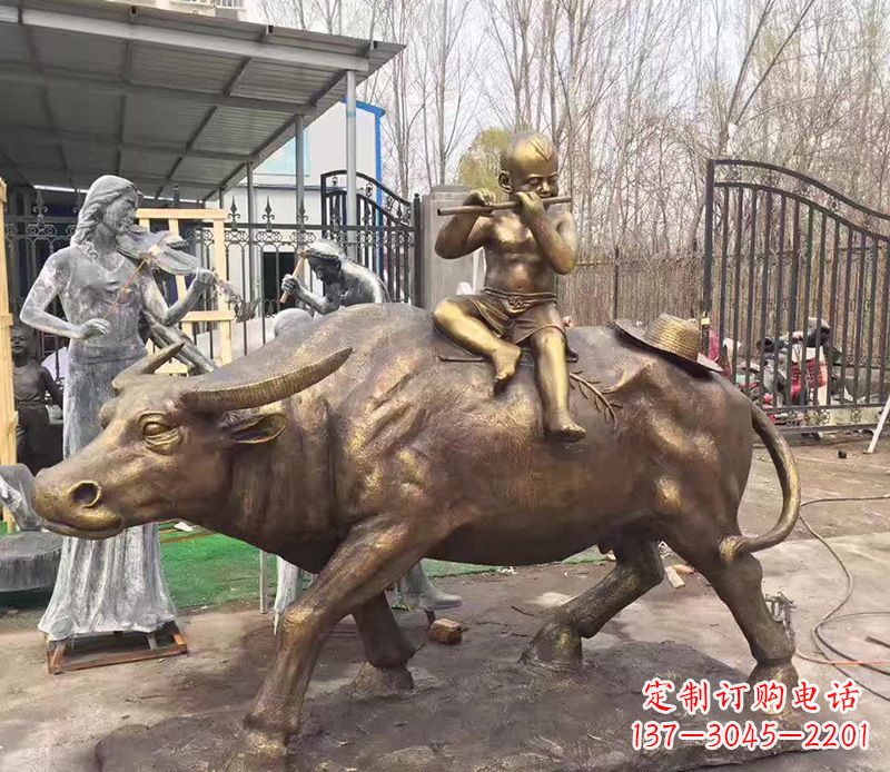 宁德铜雕户外牧童骑牛