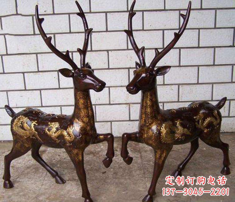 宁德铜雕吉祥复古梅花鹿雕塑摆件