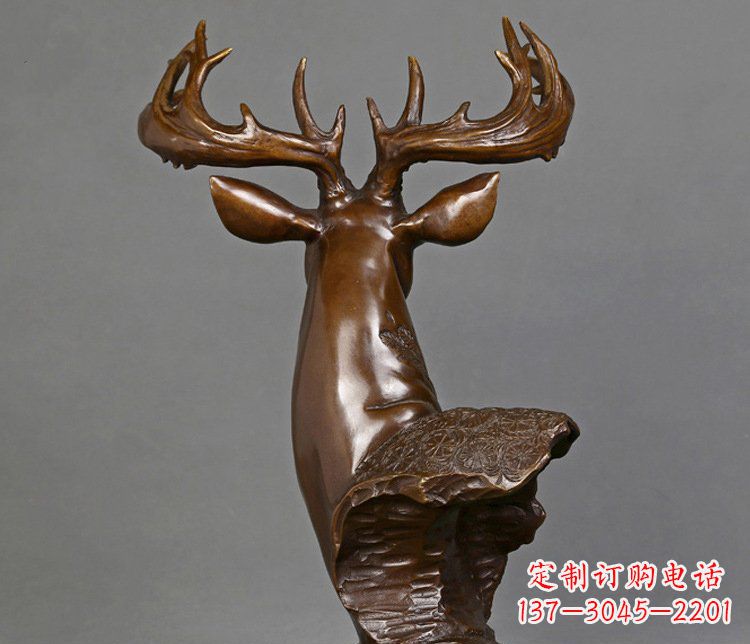 宁德铜雕吉祥招财鹿头雕塑摆件