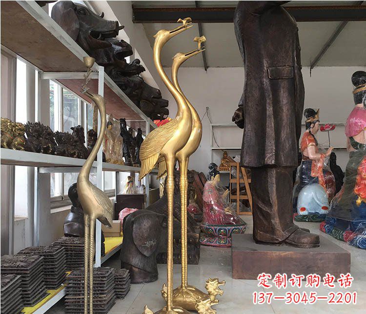 宁德铜雕金属仙鹤动物雕塑
